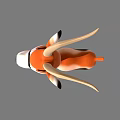 Reptile Character With Orange White Body And Long Tail On Gray Background