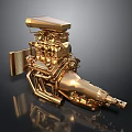 Golden Intricate Engine Model With Glossy Metallic Components And Mechanical Structure 3d model