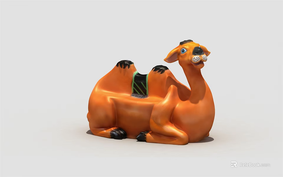 Camel Shaped Public Chair With Orange Body And Green Cushion Design 3d model 