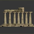 Scenic Ancient Stone Columns With Arranged Paved Blocks Landscape View