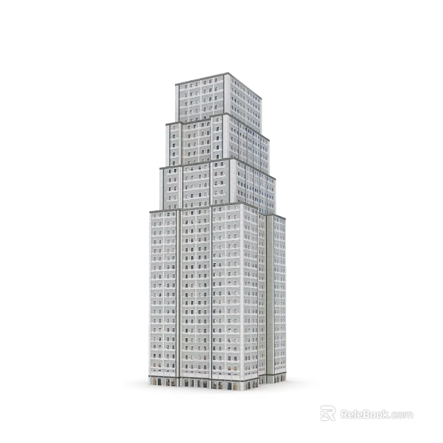 Modern High Rise Office Building With Multiple Floors And Glass Windows Exterior Design 3d model 