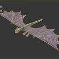 Blue Dragon Fantasy Creature 3D Model With Purple Wings And White Details