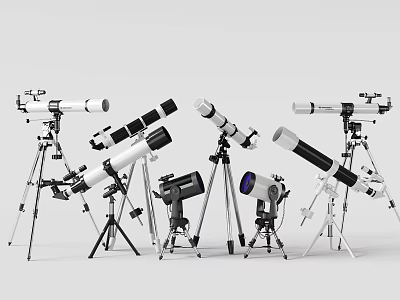 Professional Commercial Telescope Equipment With Tripod Stands And Multiple Optical Models 3d model