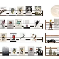 Modern Wall Shelf Wall-Mounted Bookshelf Wall Decorations Bookshelf Shelf Book Wall Lamp 3d model