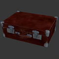 Vintage Brown Leather Suitcase With Metal Latches Corner Protectors And Handle