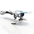 Futuristic White And Blue Weapon Design With Streamlined Mechanical Components 3d model