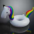 Unicorn Shaped Inflatable Swimming Ring With Rainbow Mane Tail And White Body For Water Sports