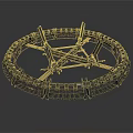 Black Structural Industrial Circular Metal Framework With Crossed Support Beams