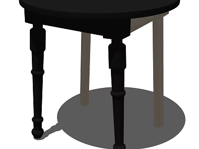 Modern Black Coffee Table With Round Top And Elegant Carved Wooden Legs 3d model