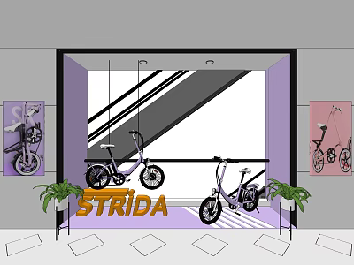 Modern Window Bicycle Window 3d model