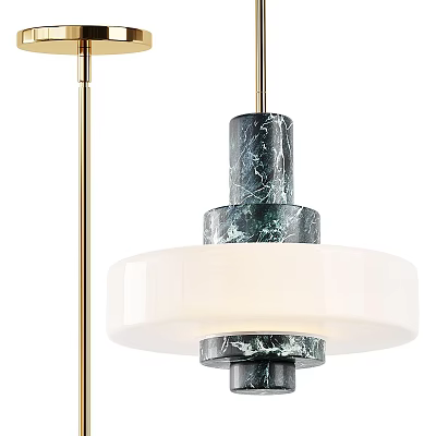 Elegant Modern Pendant Light With Marble Accents White Shade And Gold Metal Frame 3d model