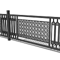 Decorative Metal Fence with Ornate Patterned Panels and Central Gate Design 3d model