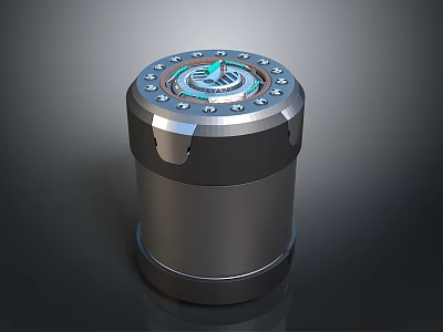Cylindrical Electronic Device Featuring Metal Casing And Top Panel With Control Buttons 3d model