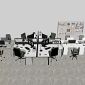 Organized Modern Office Desk Workstations With Cubicles Office Chairs Computers And Filing Cabinets
