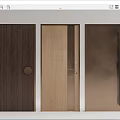 Modern Interior Hinged Doors With Wooden Texture And Diverse Handle Designs 3d model