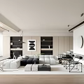 Modern Living Room Interior With White Black Sofa Coffee Table Wall Art And Wooden Floor