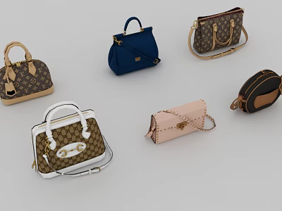 Stylish Fashion Bags In Various Colors And Designs Including Handbags And Crossbody Styles 3d model