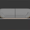 Gray Two Seater Sofa With White Metal Frame And Wooden Armrests Modern Design