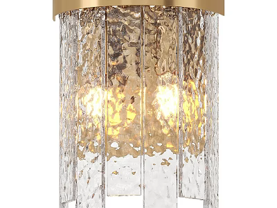 Modern Golden Frame Wall Light With Hammered Glass And Warm Illumination 3d model