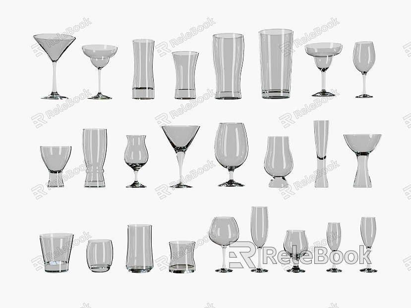 Modern Glass Cup Glass Ornaments Combination model