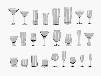 Modern Glass Cup Glass Ornaments Combination 3d model