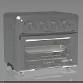 Stainless Steel Countertop Toaster Oven Featuring Control Knobs And Glass Door Design 3d model