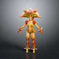 Game and Movie Character With Elaborate Floral Headdress Vibrant Yellow Red Outfit Mythical Design