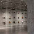 Modern Transparent Display Shelves Showcasing Various Stylish Handbags In Retail Store