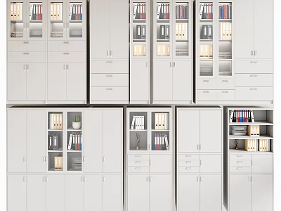 White Office File Cabinets With Multiple Designs For Efficient Document Storage 3d model