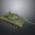 Military Vehicle Tank With Green Camouflage Turret Cannon Tracks And Antenna