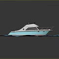 Low Poly Style Boat Floating On Blue Water In 3D Illustration
