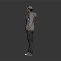 Game and Movie Character in Gray Hoodie With KUDO Lettering Blue Cap Jeans and Sneakers