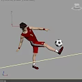 Man in Red Sportswear Kicking Soccer Ball on Smooth Floor with Gray Background