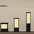 Poliform Outdoor Lights With Black Column Design And Three Different Heights 3d model