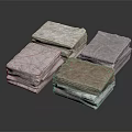 Soft Stacked Towels In Different Colors With Soft Fabric Material 3d model