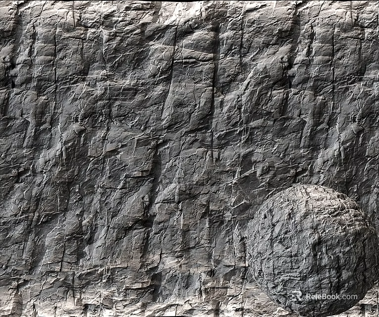 Detailed Gray Rock Texture Component Featuring Cracked Surface And Circular Protrusion 3d model 