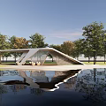 Modern gallery waterfront viewing platform 3d model