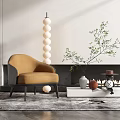 Tan Single Sofa In Modern Living Room With Floor Lamp Green Plant And Fireplace