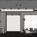 Modern Dining Living Room Interior Design With Large Windows Sofa Bar Counter And Stools
