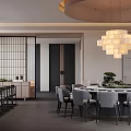 New Chinese Restaurant Box Dining Table and Chair Combination Tea Table and Chair Combination 3d model