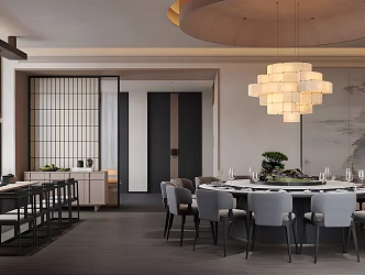 New Chinese Restaurant Box Dining Table and Chair Combination Tea Table and Chair Combination 3d model