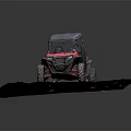 Red and Black Utility Vehicle with Black Roof and Off-Road Tires on Dirt Ground 3d model
