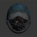 Teal Metallic Combat Helmet With Face Mask And Structured Protective Design