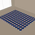 Square Carpet With Blue White Red Checkered Pattern On Floor 3d model