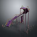 Purple Children's Playground Equipment With Curved Stairs Slide And Climbing Structure