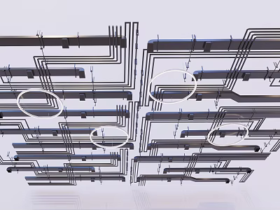 Complex Industrial Pipe Network With Interconnected Layout And Ceiling Installation Structure 3d model