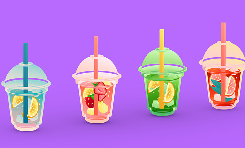 Modern Beverage Fruit Drink 3d model