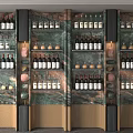Elegant Decorative Screen With Wine Storage Shelves And Bottles