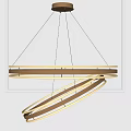 Modern Circular Chandelier With Double Metallic Rings And LED Light Strips