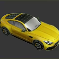 Yellow Sports Car With Modern Streamlined Body Black Roof And Sleek Exterior